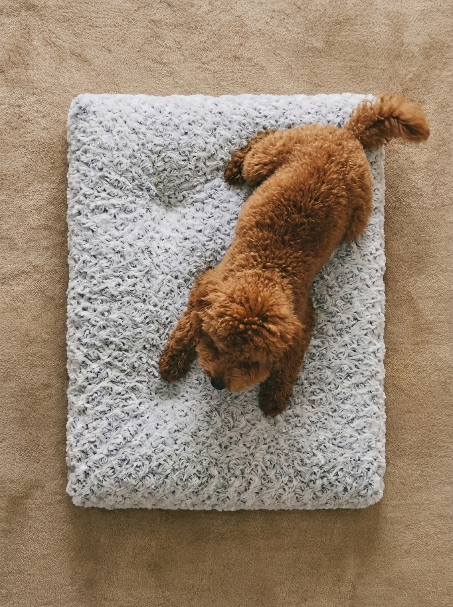 Hond rust op een orthopedische hondenmand