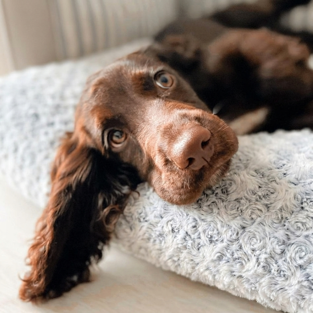 Hond ontspant op Finn's Friends hondenmand